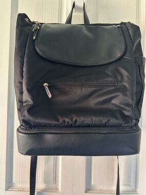 Chic Black Nylon Diaper Bag Backpack